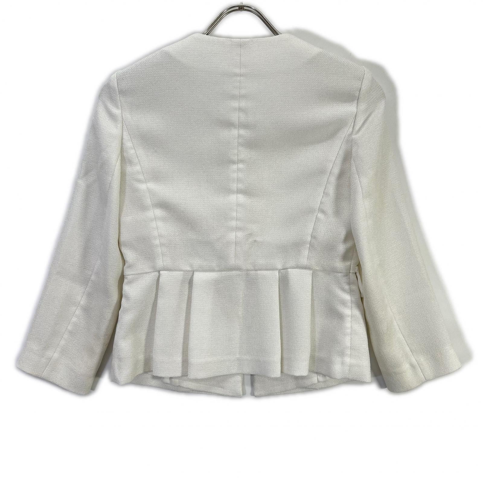 ANAYI Anayi 102411-10-270-01-340 White Mixed-Tweed Collarless Jacket Jacket
