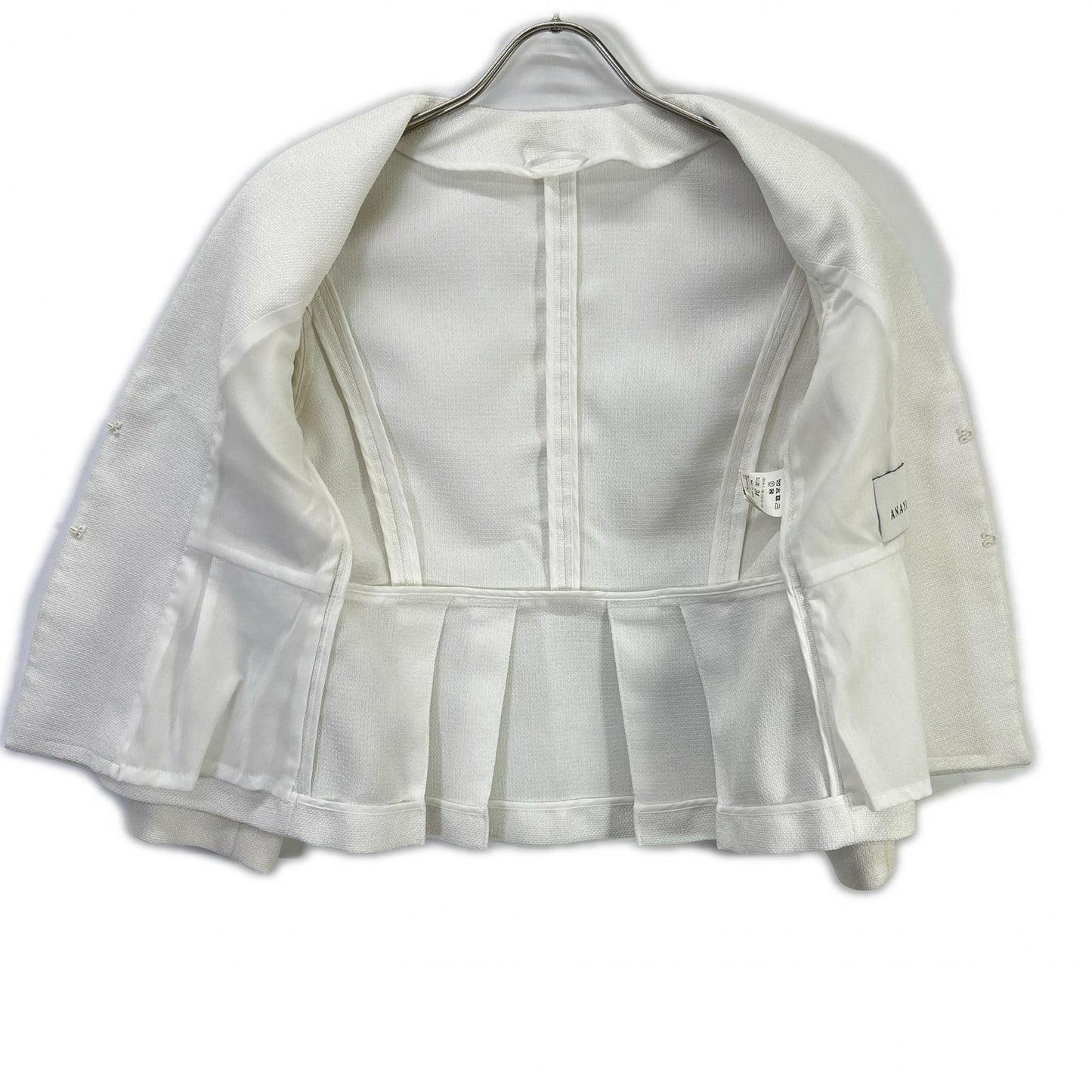 ANAYI Anayi 102411-10-270-01-340 White Mixed-Tweed Collarless Jacket Jacket