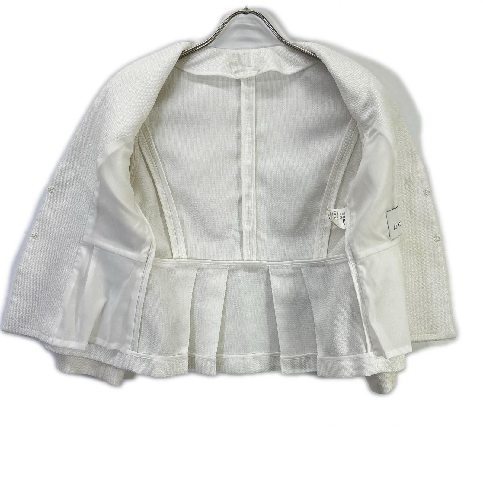 ANAYI Anayi 102411-10-270-01-340 White Mixed-Tweed Collarless Jacket Jacket