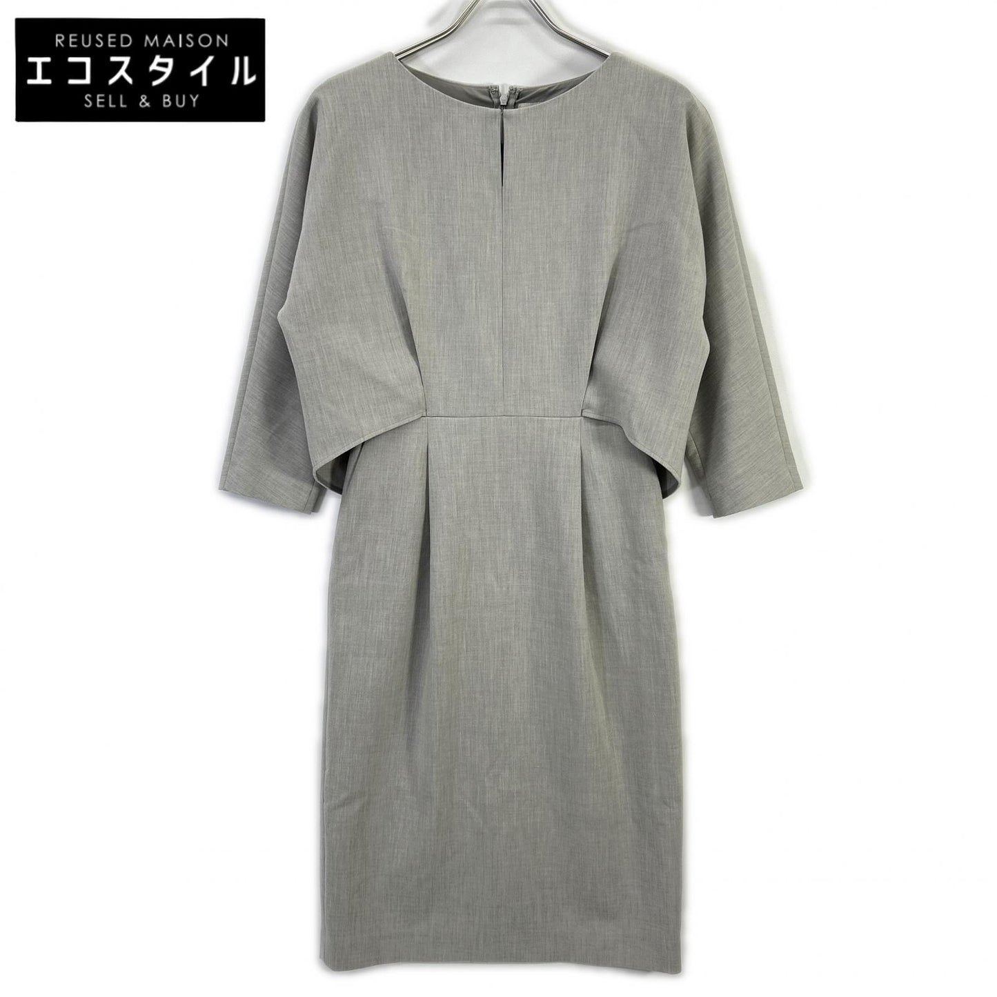 green label relaxing グリーンレーベルリラクシング 3526-138-2489 グレー ダブルクロス Iライン ワンピース ワンピース