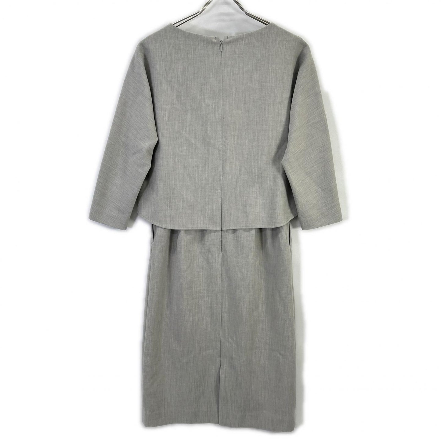 green label relaxing グリーンレーベルリラクシング 3526-138-2489 グレー ダブルクロス Iライン ワンピース ワンピース