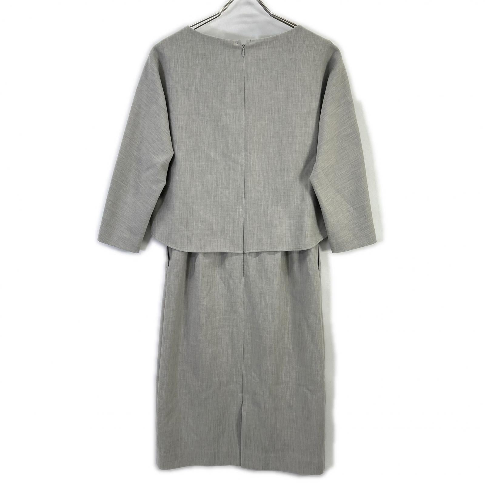 green label relaxing グリーンレーベルリラクシング 3526-138-2489 グレー ダブルクロス Iライン ワンピース ワンピース