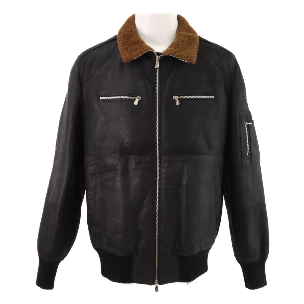 BRUNELLO CUCINELLI ブルネロクチネリ 【美品/国内正規】MPMCL1886 シープスキン ムートン ジップアップ ブルゾン ジャケット
