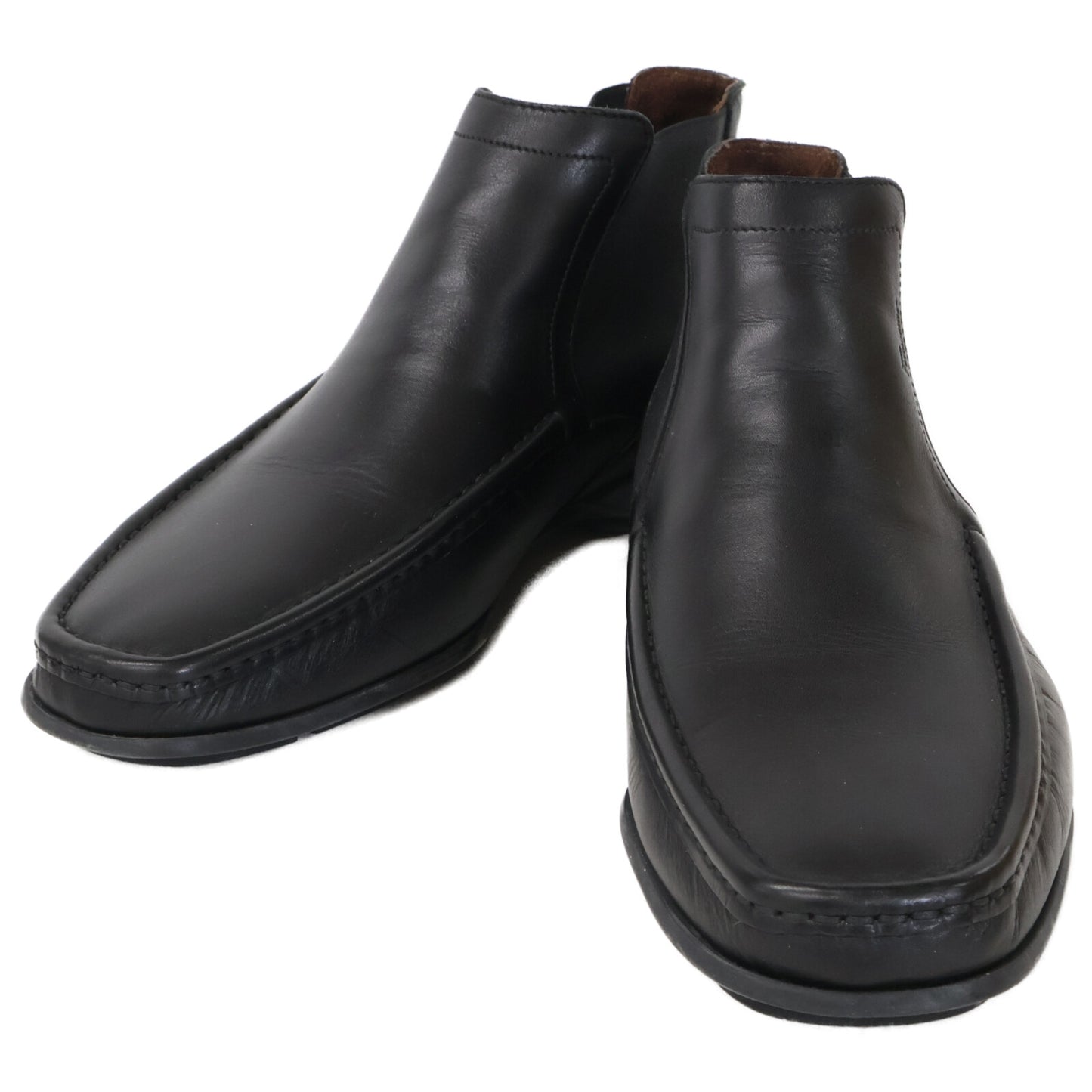 Salvatore Ferragamo [Excellent condition] Leather Moccasin-Design Chelsea Boots Shoes