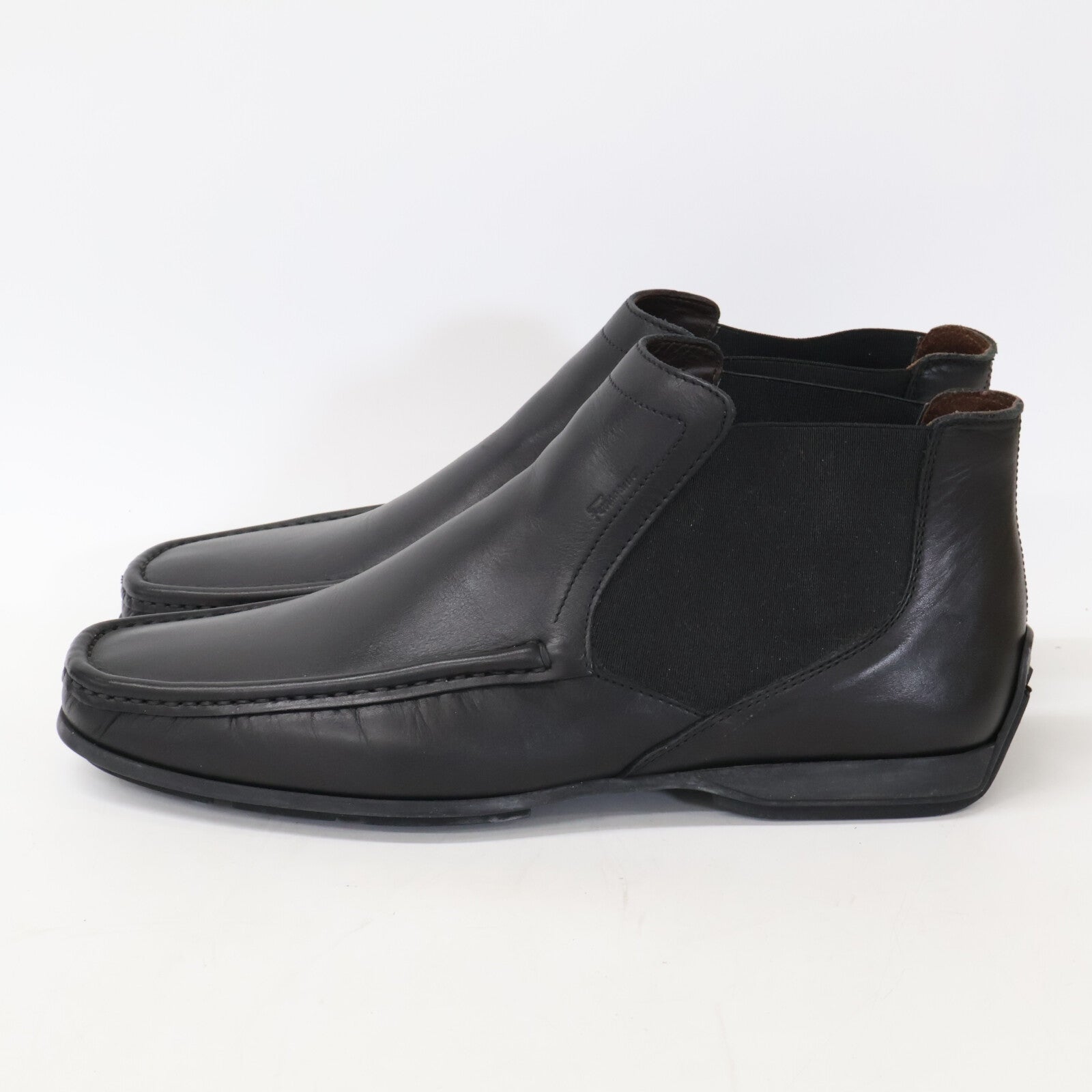 Salvatore Ferragamo [Excellent condition] Leather Moccasin-Design Chelsea Boots Shoes
