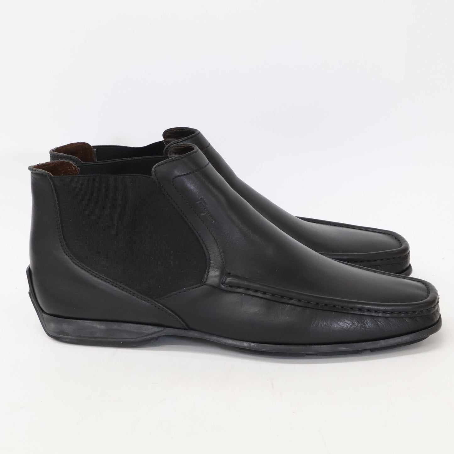 Salvatore Ferragamo [Excellent condition] Leather Moccasin-Design Chelsea Boots Shoes