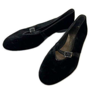 SalvatoreFerragamo サルバトーレフェラガモ Audrey オードリー サテンベルト ベルベット フラットシューズ シューズ