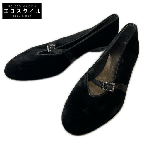 SalvatoreFerragamo サルバトーレフェラガモ Audrey オードリー サテンベルト ベルベット フラットシューズ シューズ