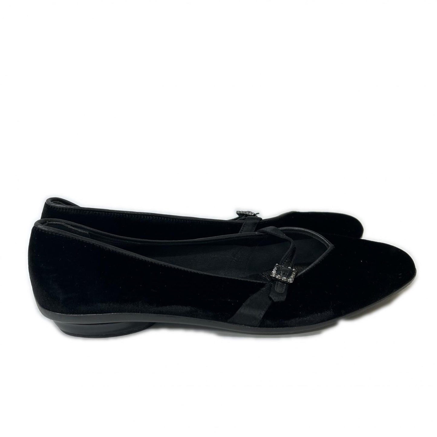 SalvatoreFerragamo サルバトーレフェラガモ Audrey オードリー サテンベルト ベルベット フラットシューズ シューズ