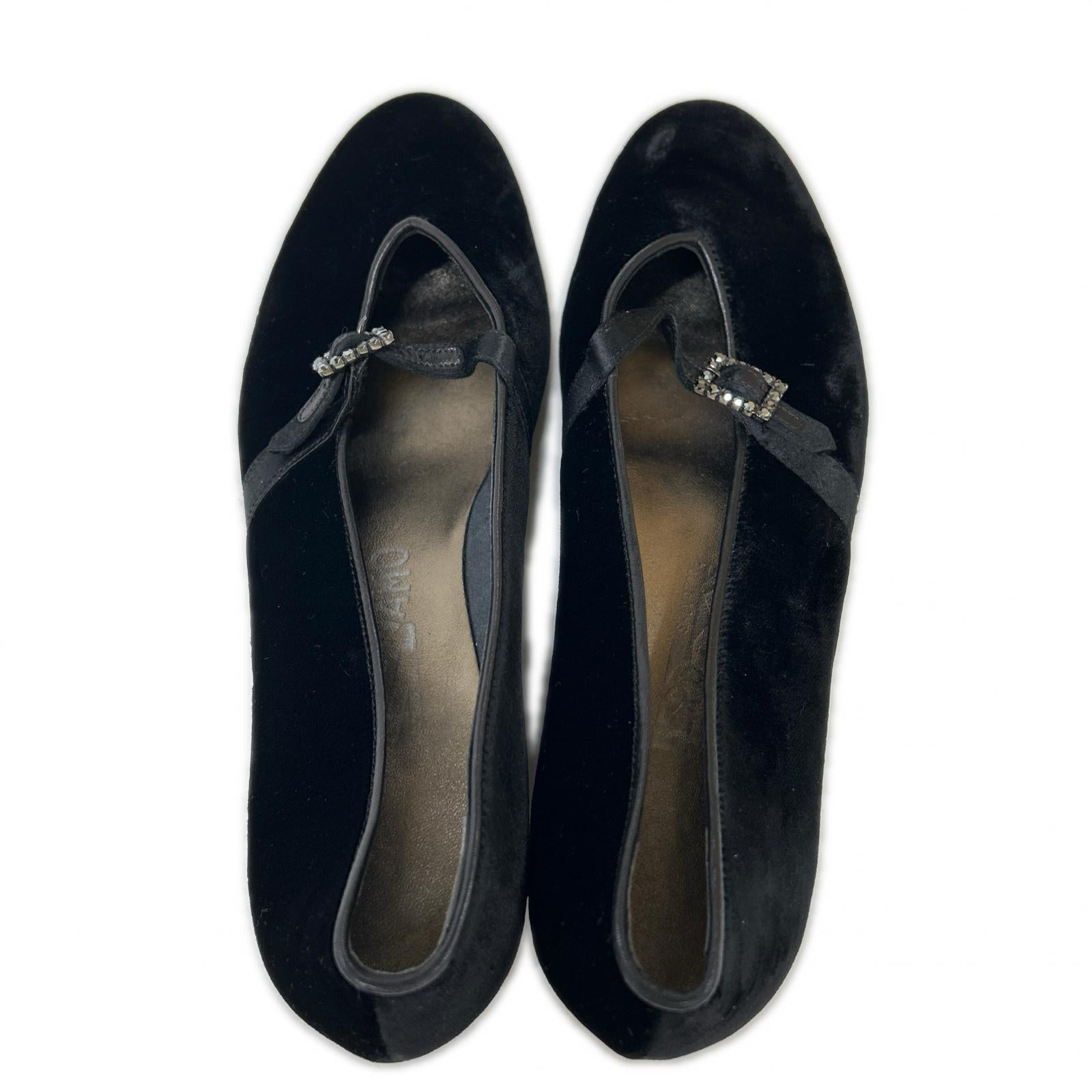 SalvatoreFerragamo サルバトーレフェラガモ Audrey オードリー サテンベルト ベルベット フラットシューズ シューズ