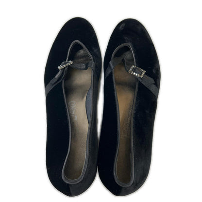 SalvatoreFerragamo サルバトーレフェラガモ Audrey オードリー サテンベルト ベルベット フラットシューズ シューズ