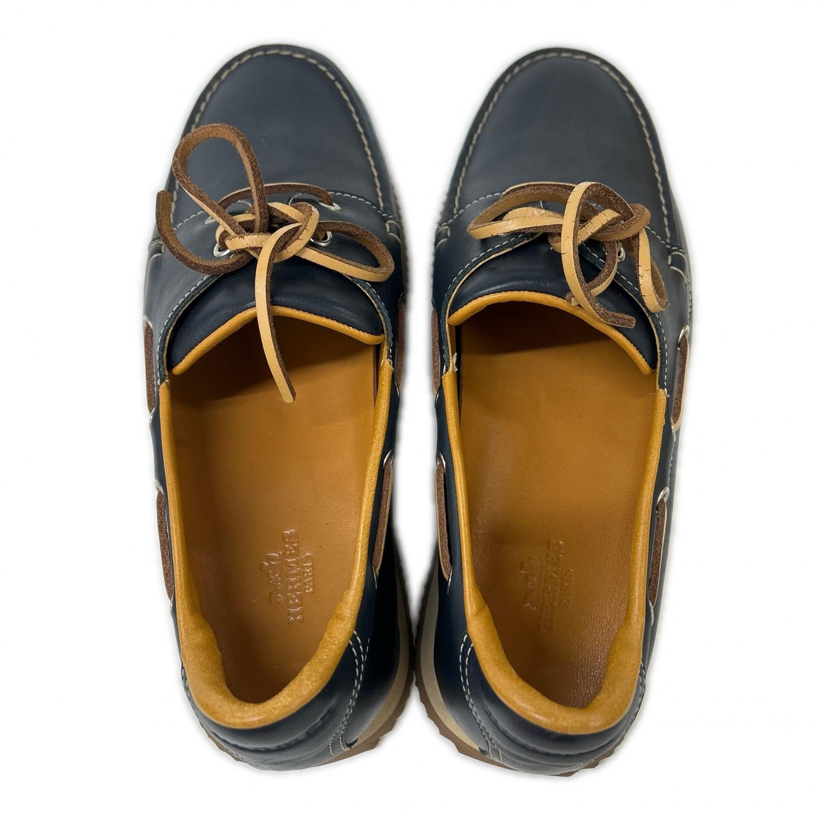 HERMES エルメス 【美品】レザー デッキ シューズ シューズ
