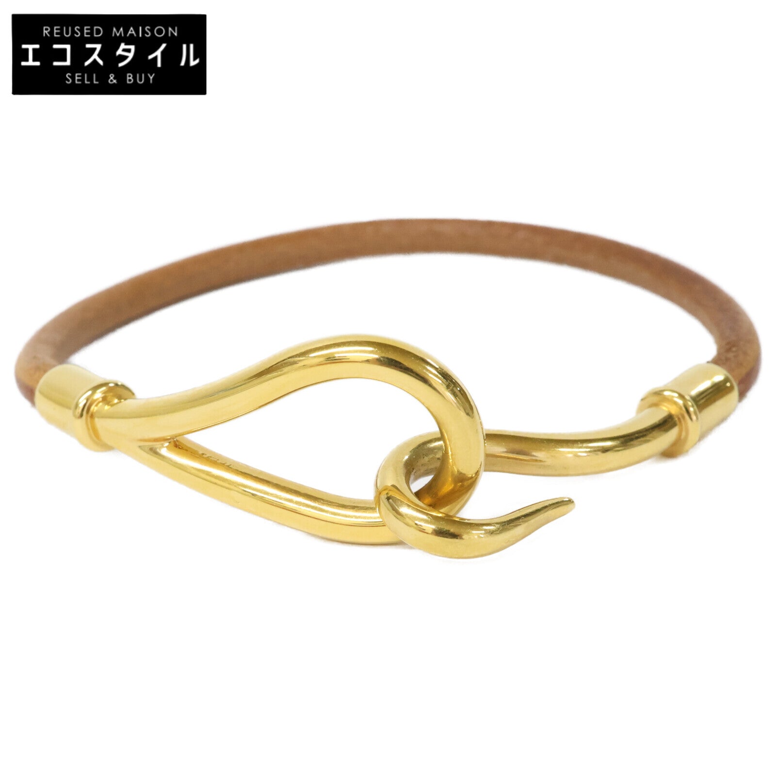 HERMES エルメス レザー ゴールド金具 ジャンボ ブレスレット