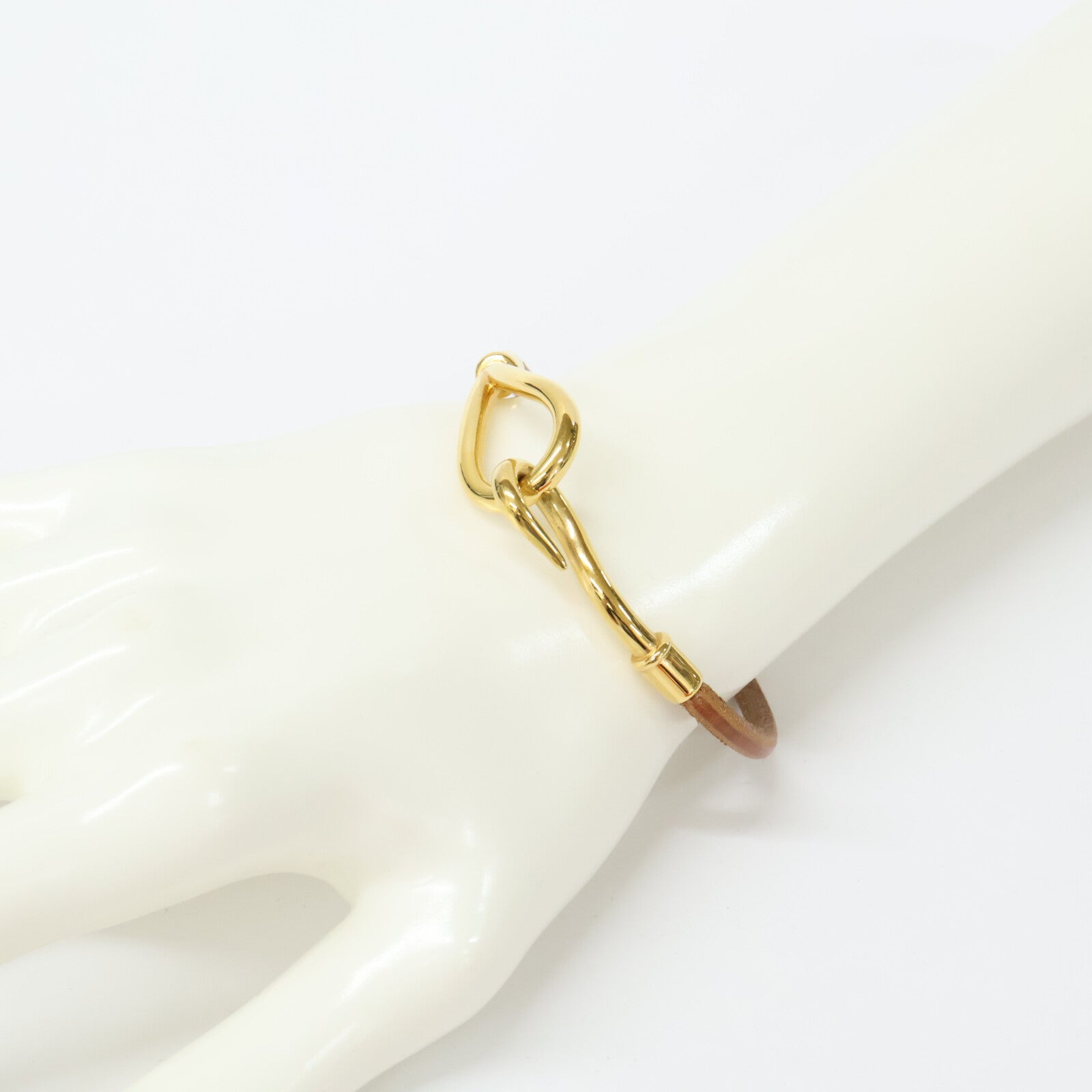 HERMES エルメス レザー ゴールド金具 ジャンボ ブレスレット