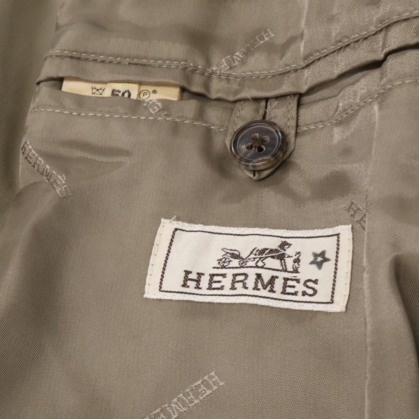 HERMES エルメス 【国内正規】ウールｘレザー ベルト付 トレンチ コート
