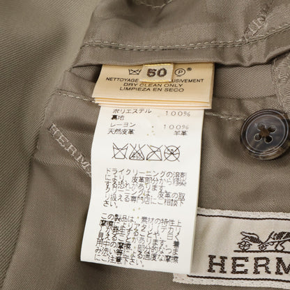 HERMES エルメス 【国内正規】ウールｘレザー ベルト付 トレンチ コート