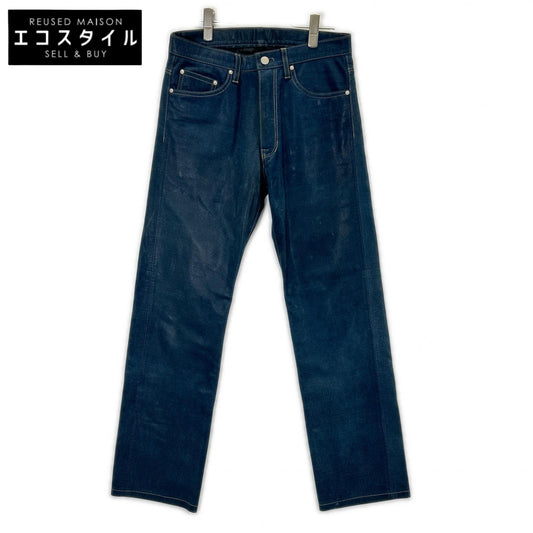 Japan Made white leather denim-look pants bottoms