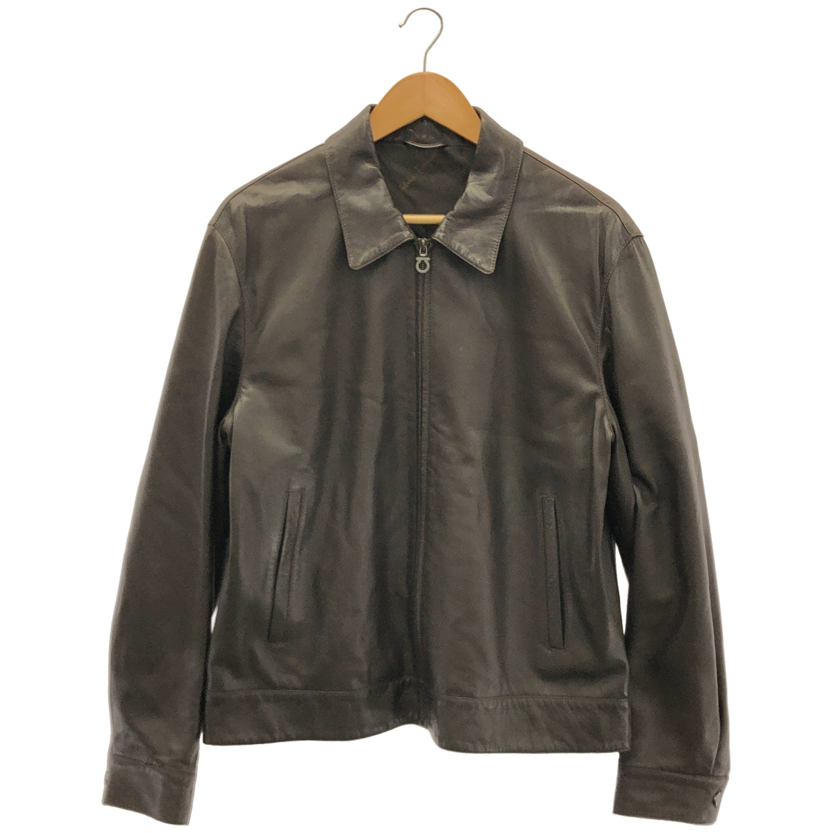 SalvatoreFerragamo サルバトーレフェラガモ ブラウン リアルレザー ライダースジャケット トップス