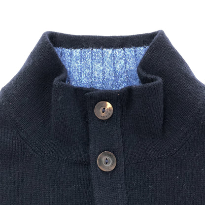 Loro Piana Navy 100% cashmere stand-collar cardigan, top
