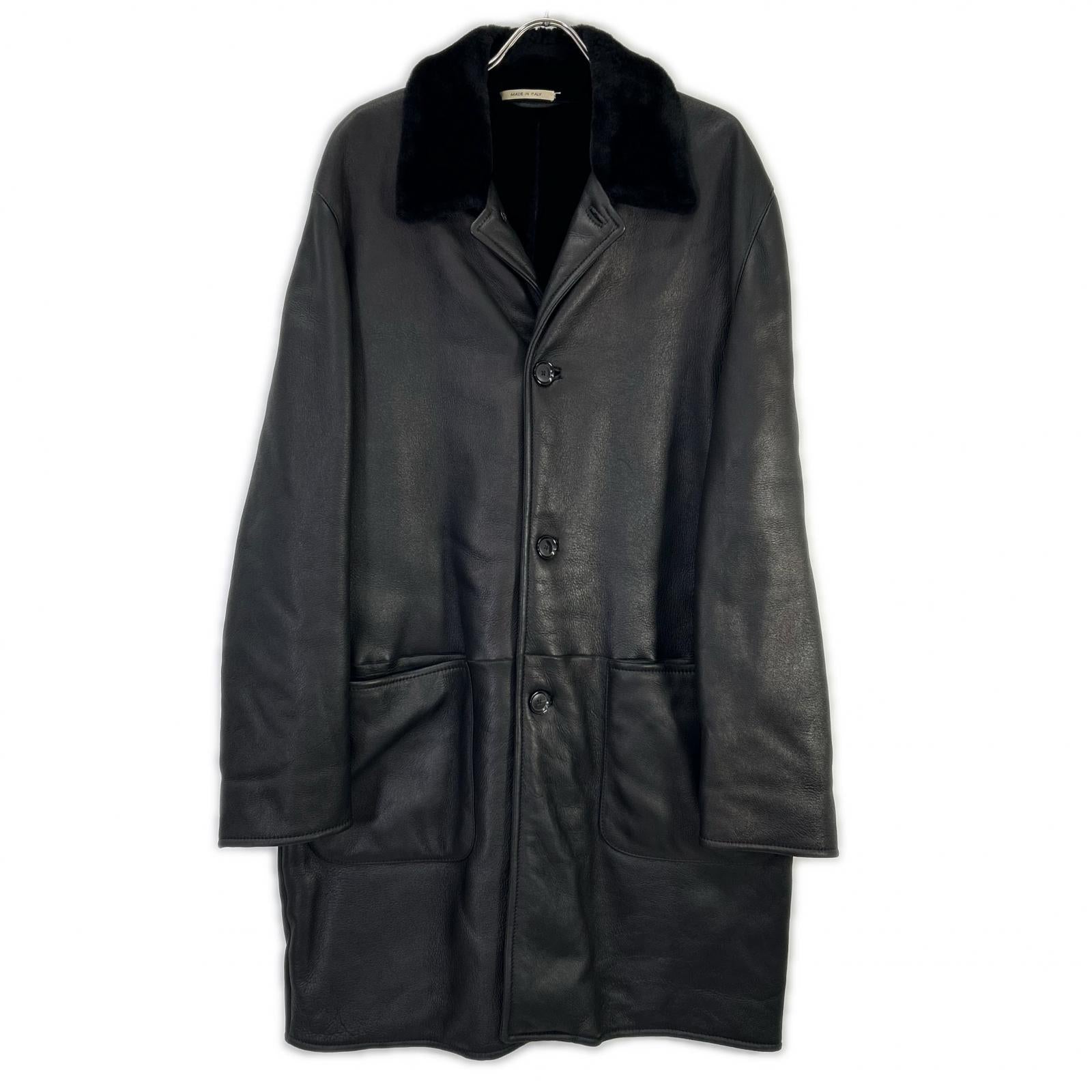LA MATTA ラマッタ ブラック レザー ファー ムートンコート ジャケット