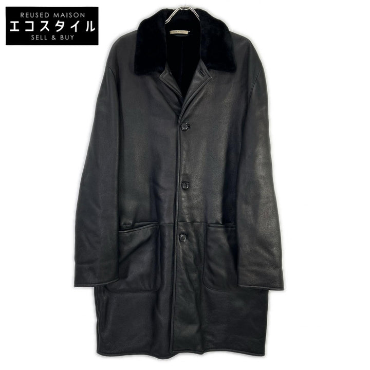 LA MATTA ラマッタ ブラック レザー ファー ムートンコート ジャケット