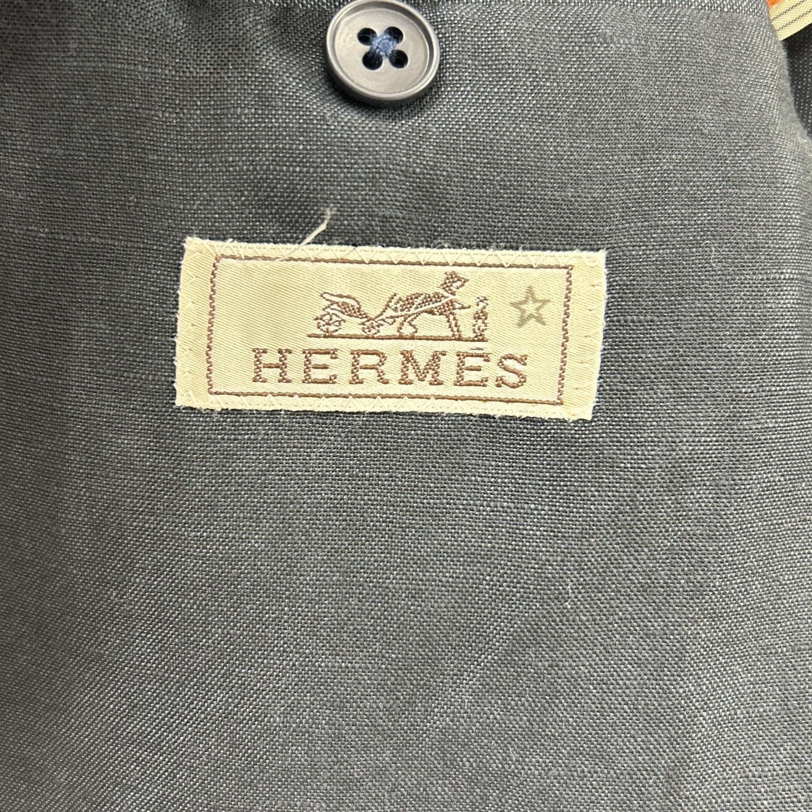 HERMES エルメス G79105 ネイビー リネンウール テーラードジャケット ジャケット