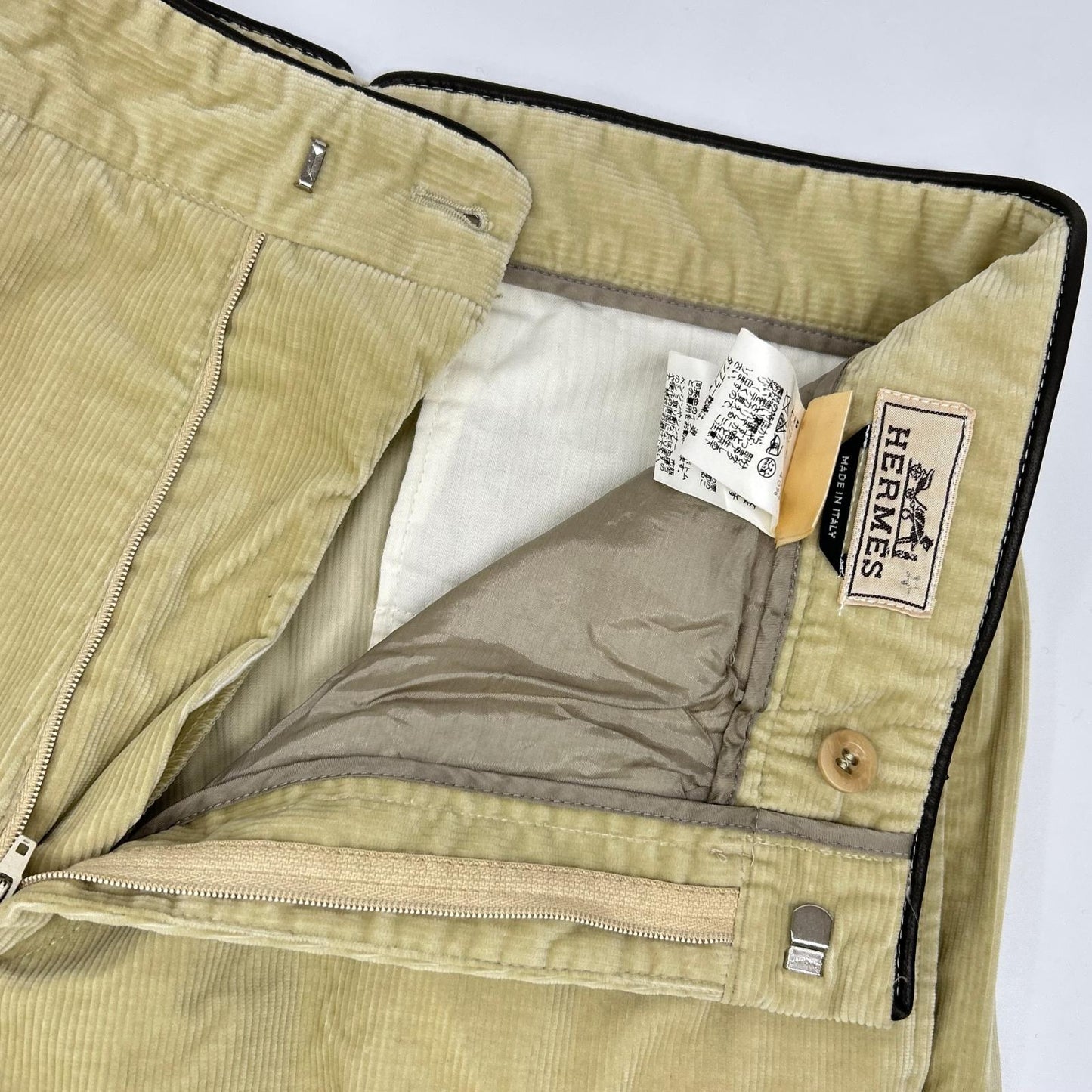 HERMES エルメス ベージュ コットン混 コーデュロイ パンツ ボトムス