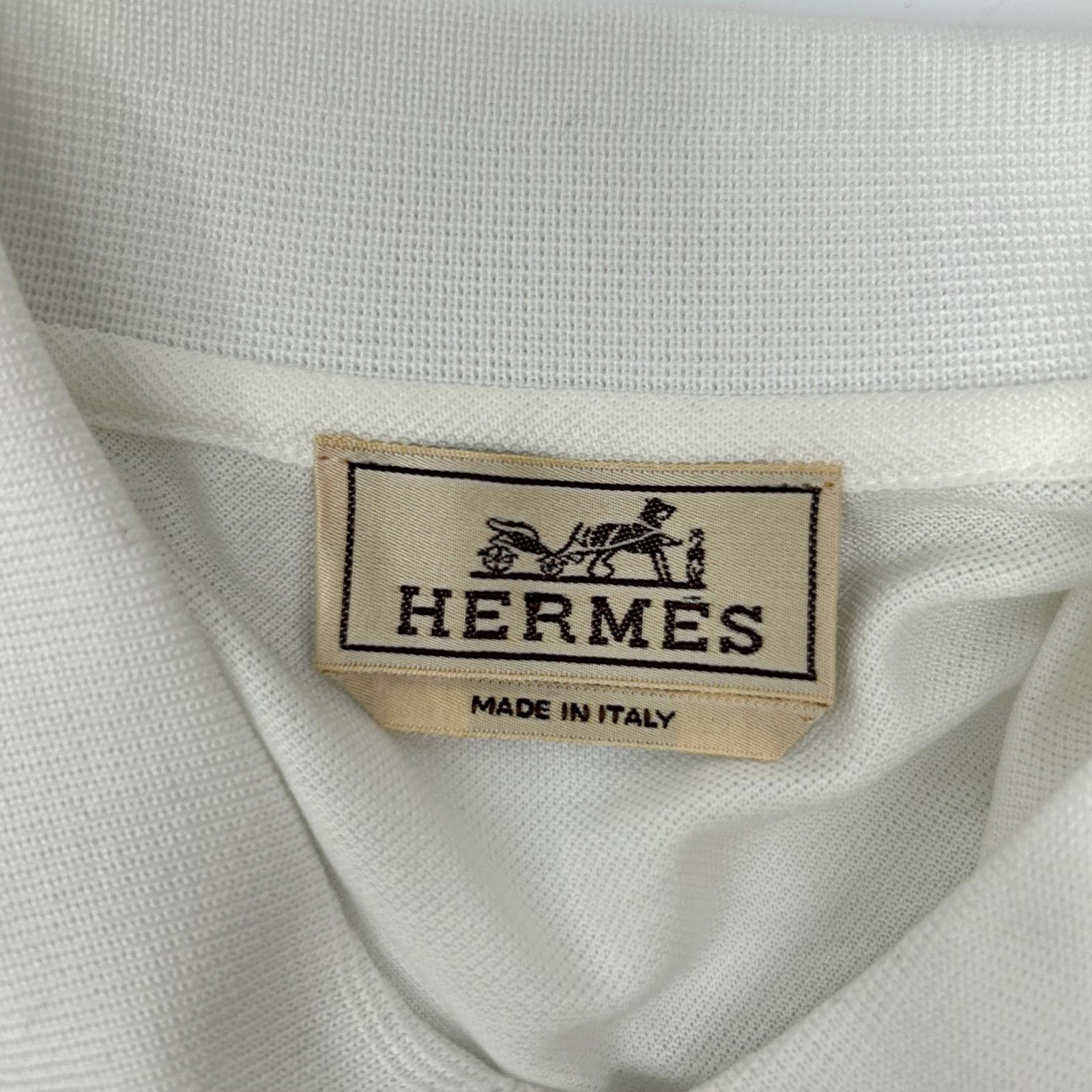 HERMES エルメス ホワイト コットン Hロゴ ポロシャツ トップス