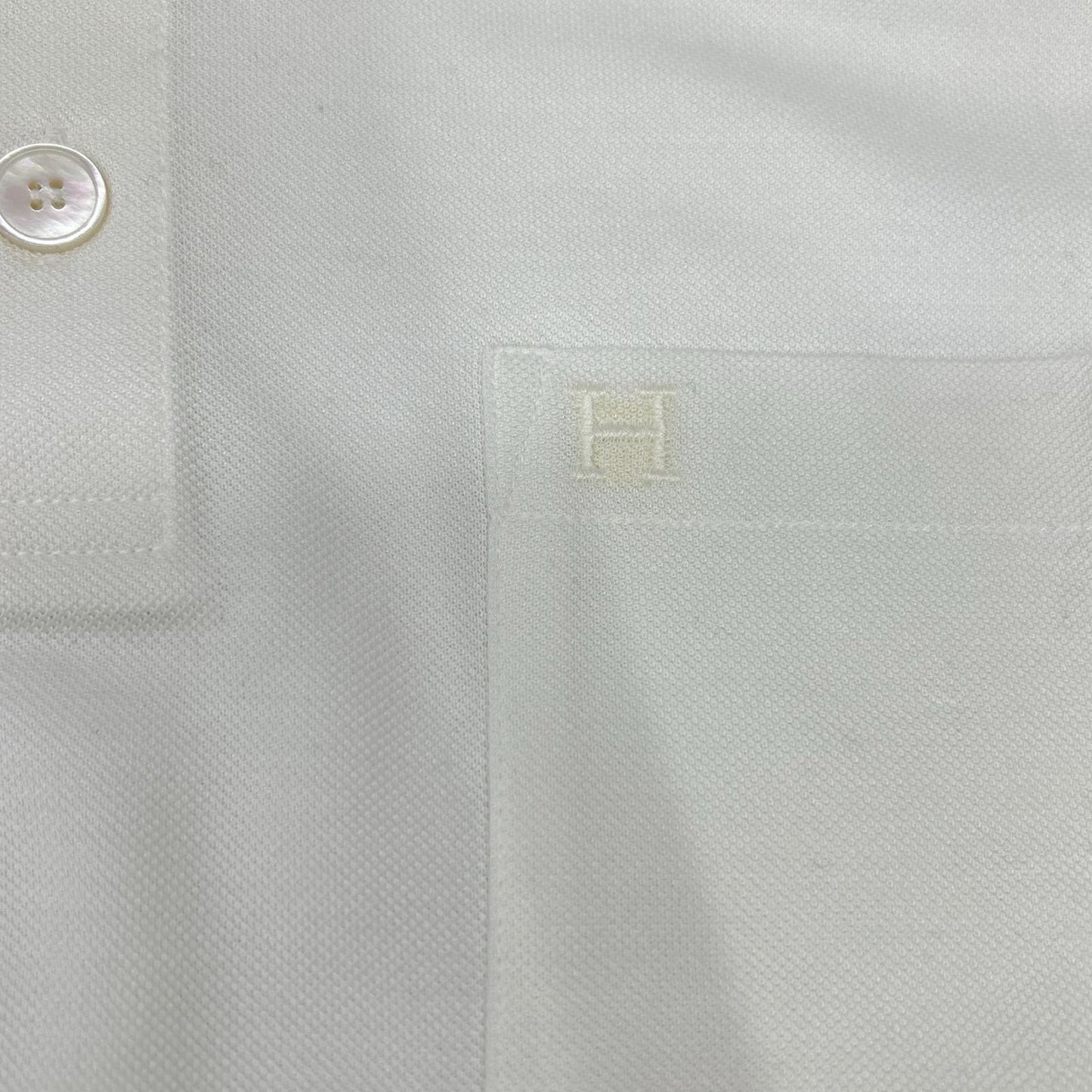 HERMES エルメス ホワイト コットン Hロゴ ポロシャツ トップス
