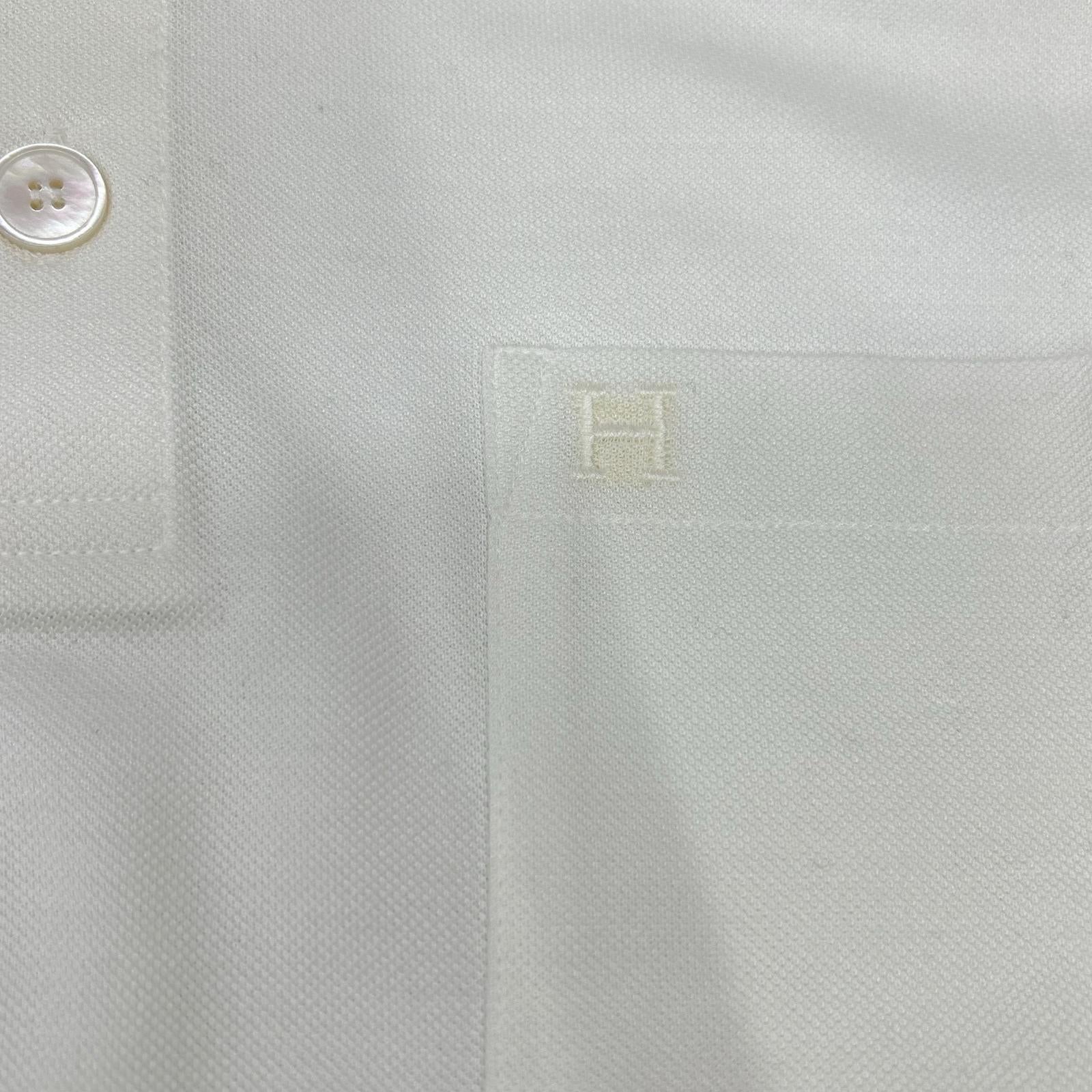 HERMES エルメス ホワイト コットン Hロゴ ポロシャツ トップス