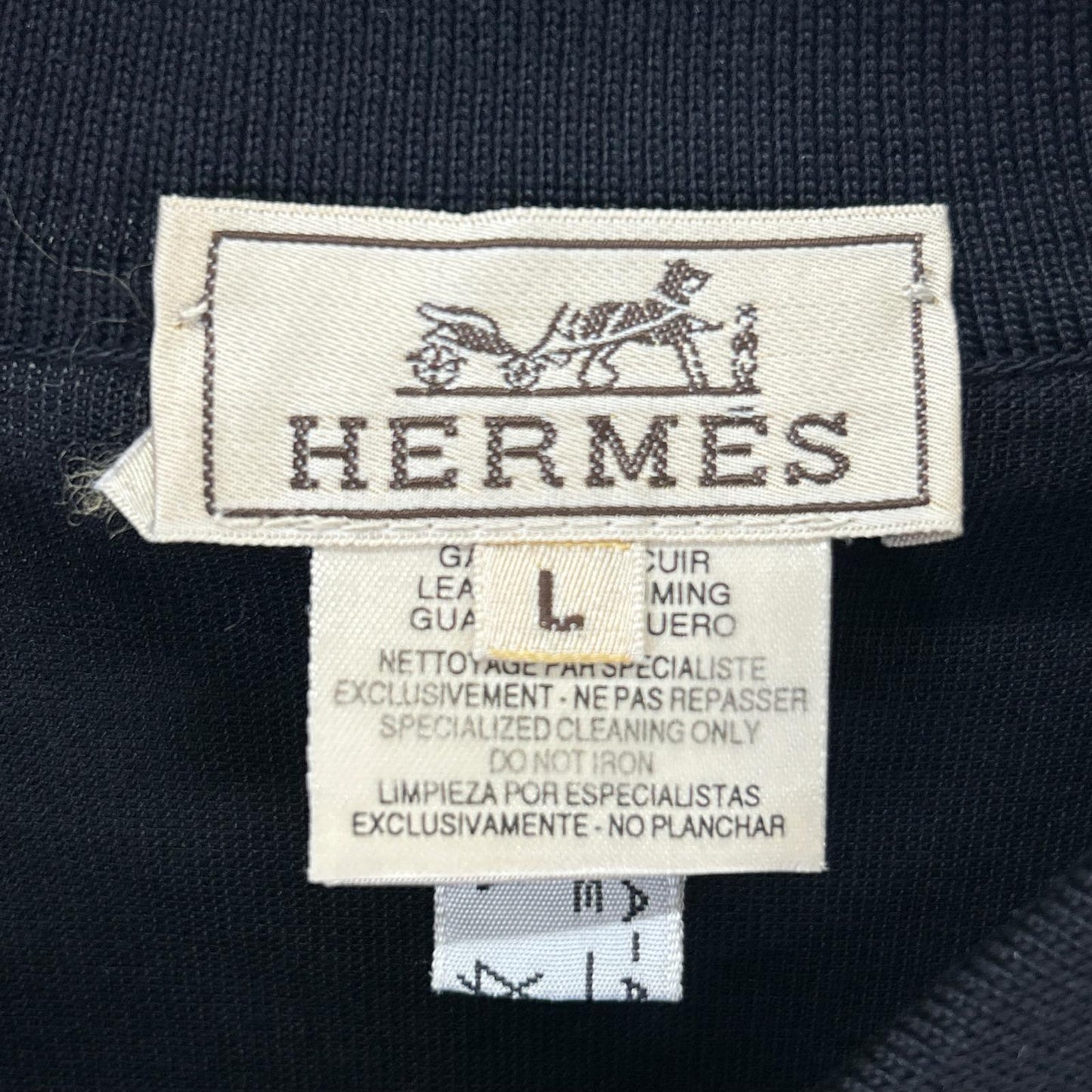 HERMES エルメス ブラック シルク ハーフジップ ポロシャツ トップス