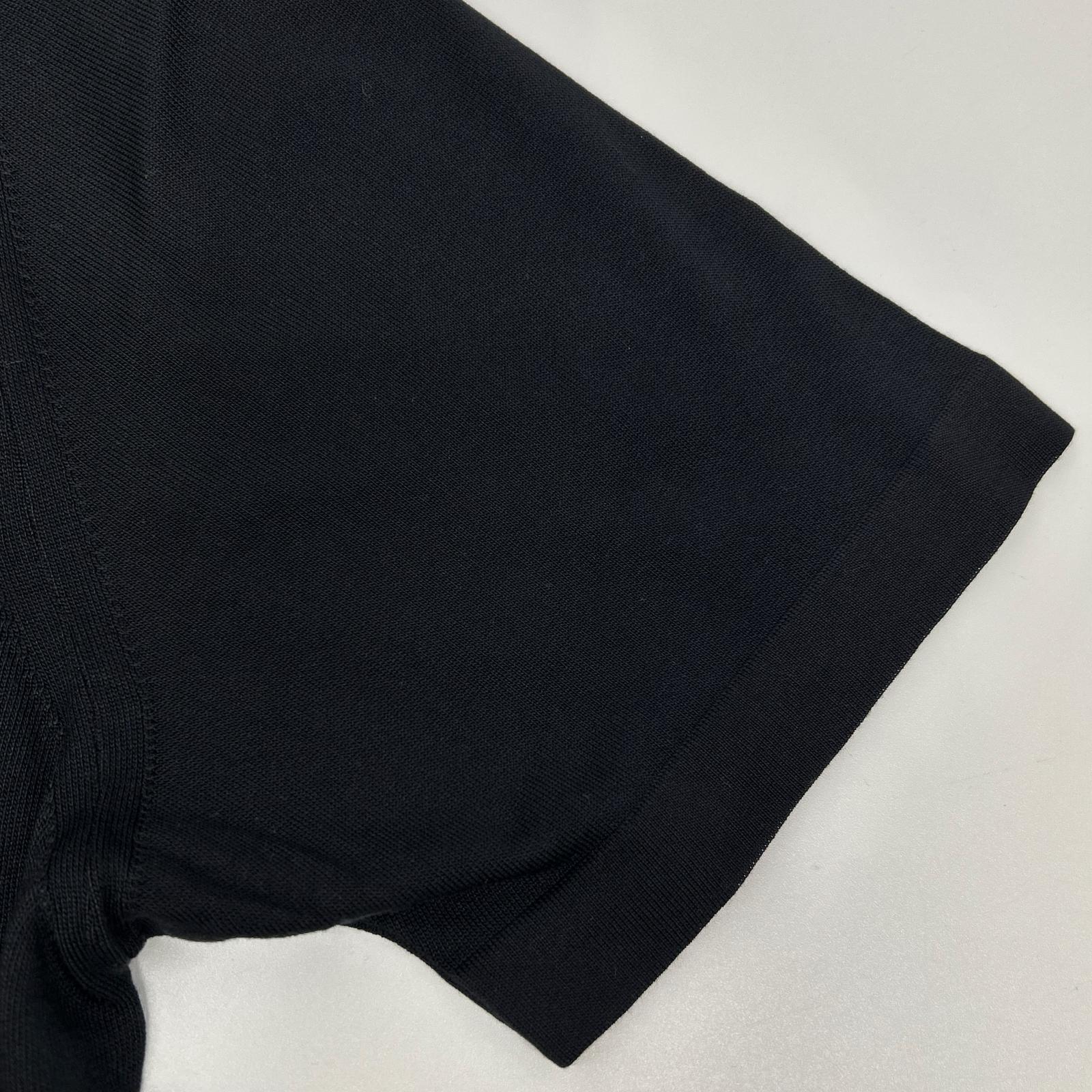HERMES エルメス ブラック シルク ハーフジップ ポロシャツ トップス