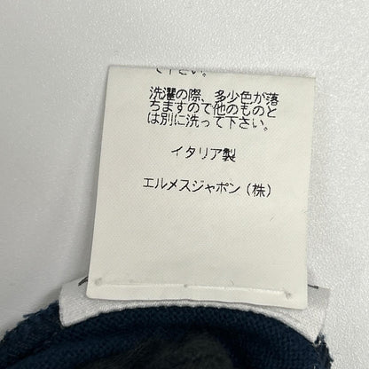 HERMES エルメス ネイビー コットン バイカラー ポロシャツ トップス