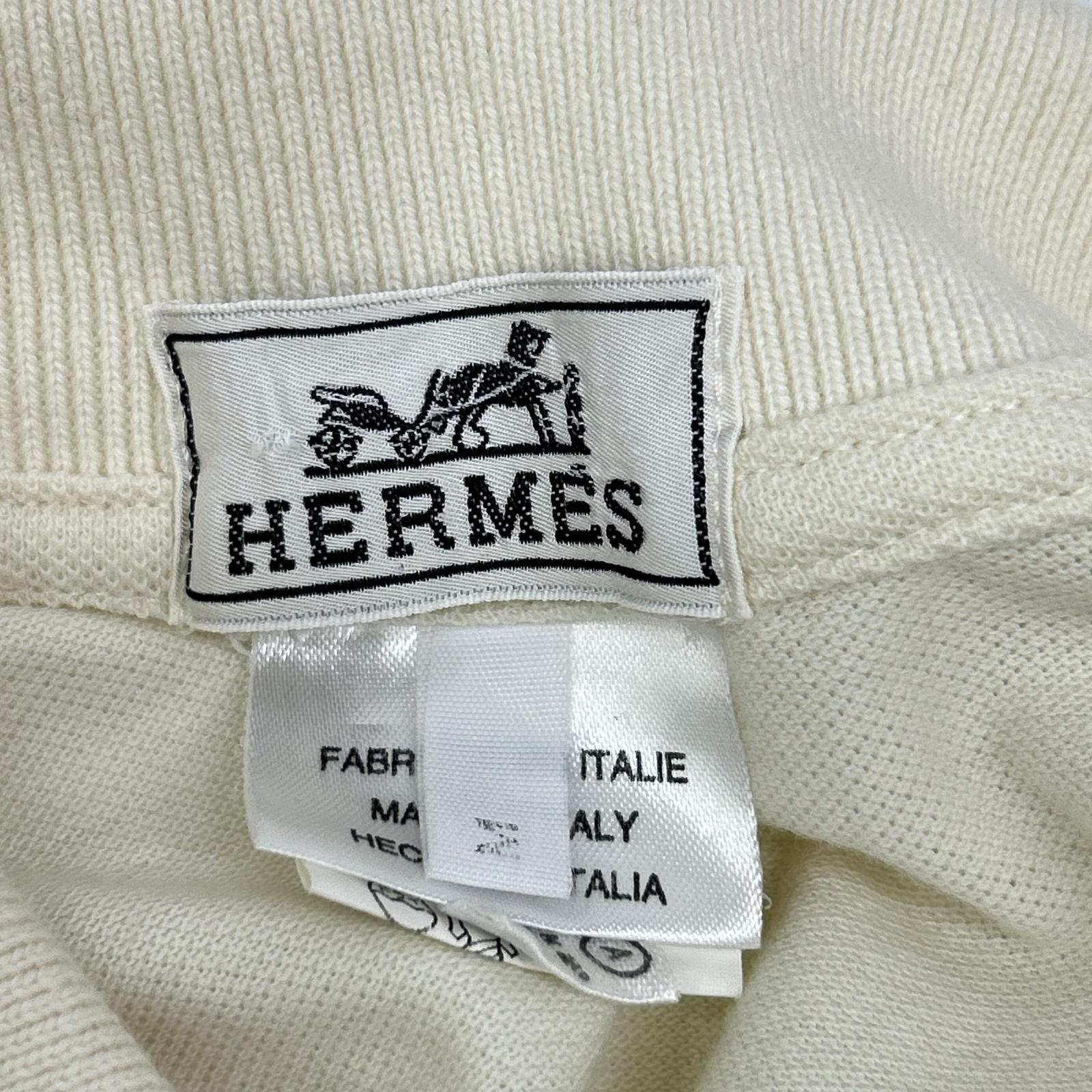 HERMES エルメス アイボリー コットン Hロゴ ポロシャツ トップス