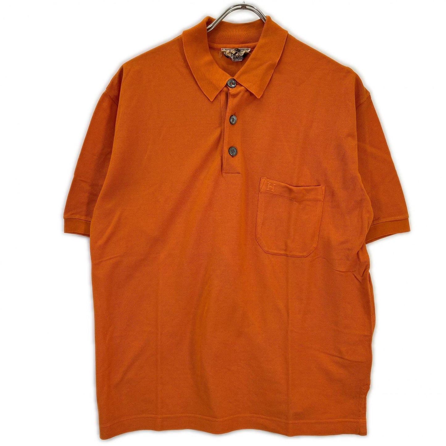 HERMES Orange Cotton H-Logo Polo Shirt