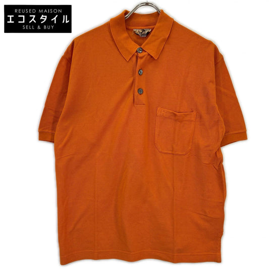 HERMES エルメス オレンジ コットン Hロゴ ポロシャツ トップス