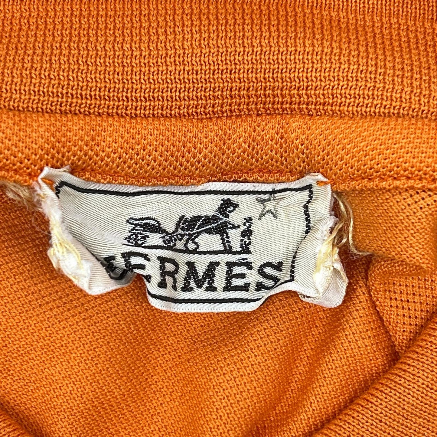 HERMES Orange Cotton H-Logo Polo Shirt