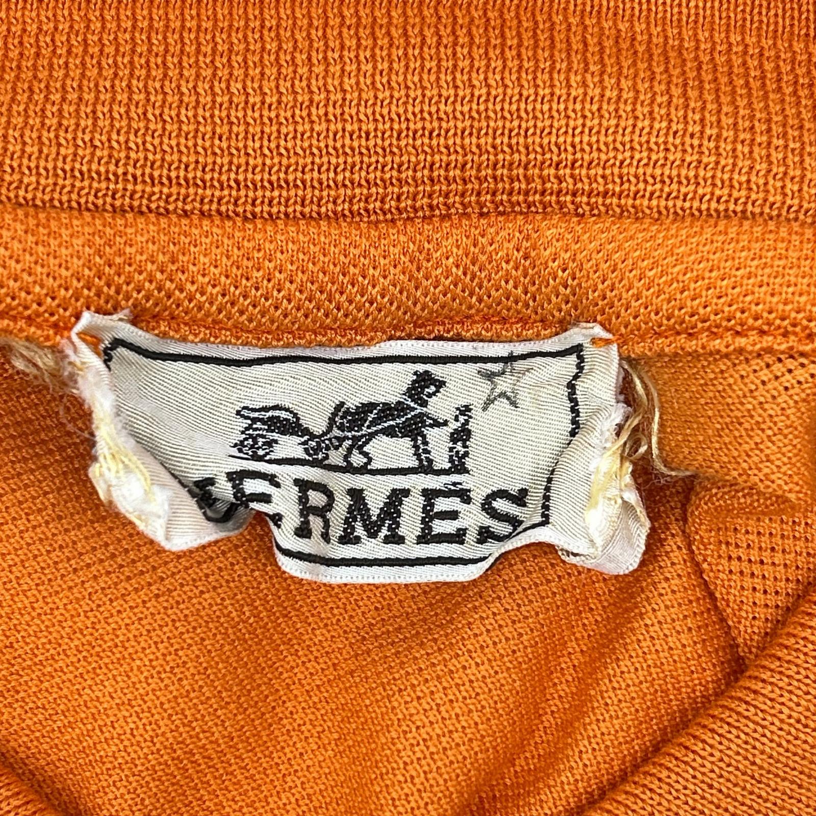 HERMES Orange Cotton H-Logo Polo Shirt