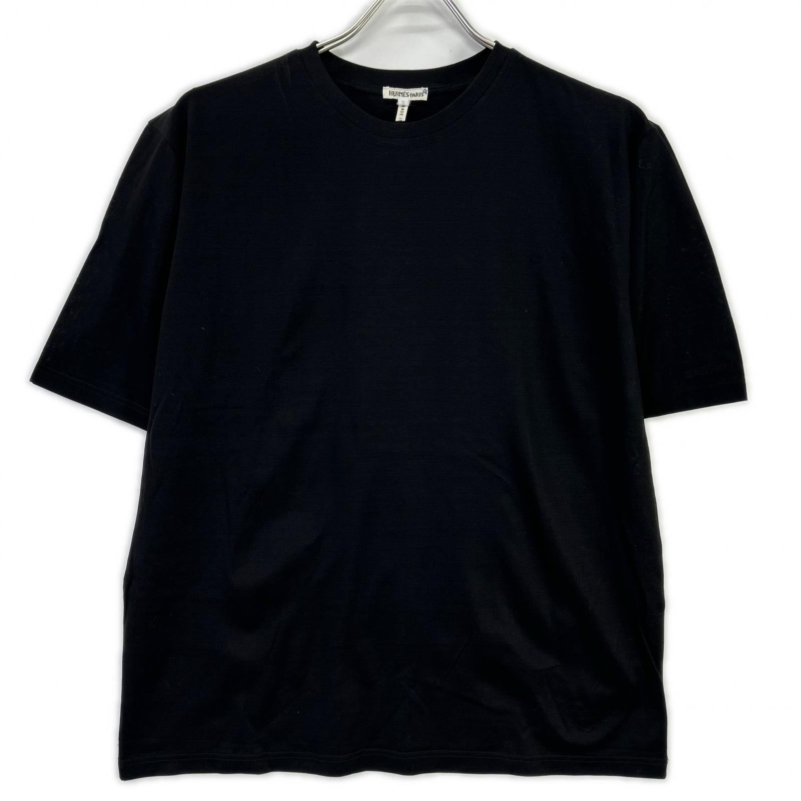 HERMES エルメス ブラック マルジェラ期 コットン 無地Tシャツ トップス