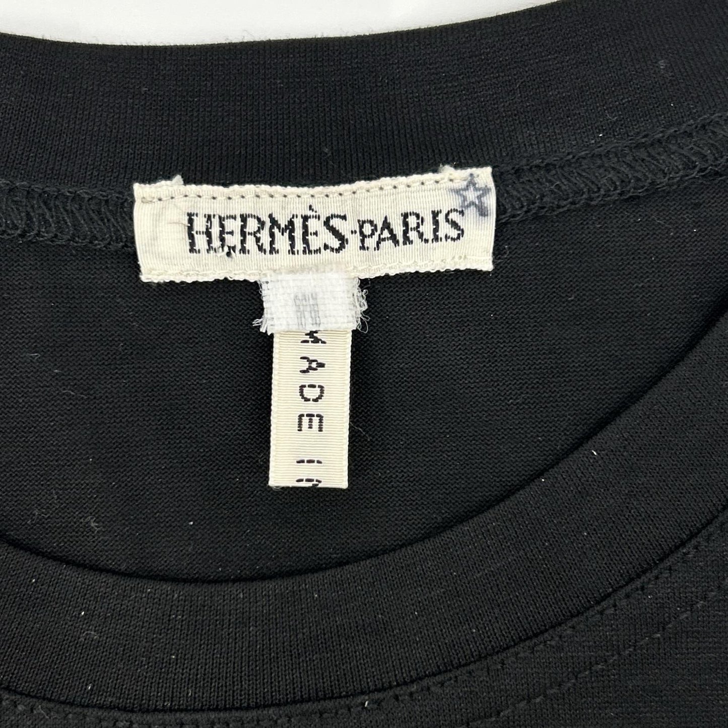HERMES エルメス ブラック マルジェラ期 コットン 無地Tシャツ トップス