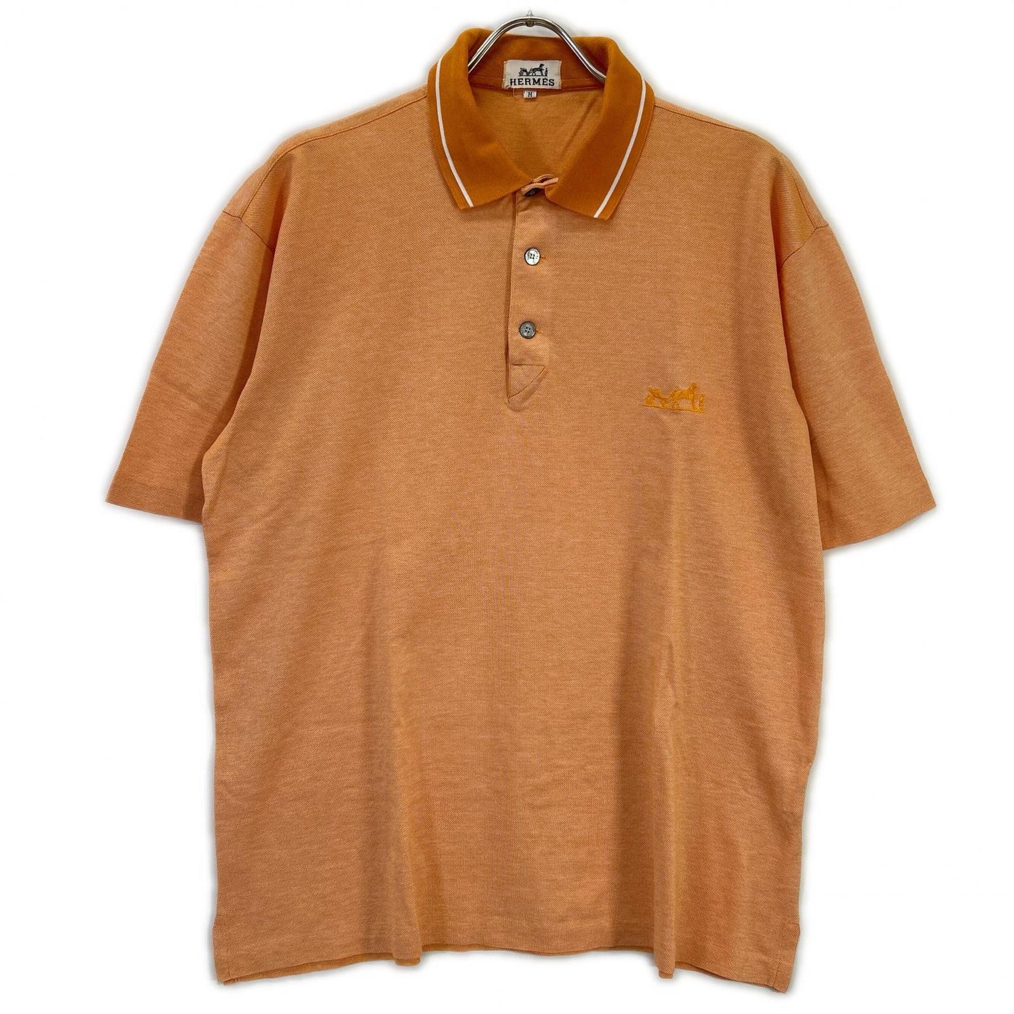 HERMES Orange Cotton Logo-Embroidered Polo Shirt