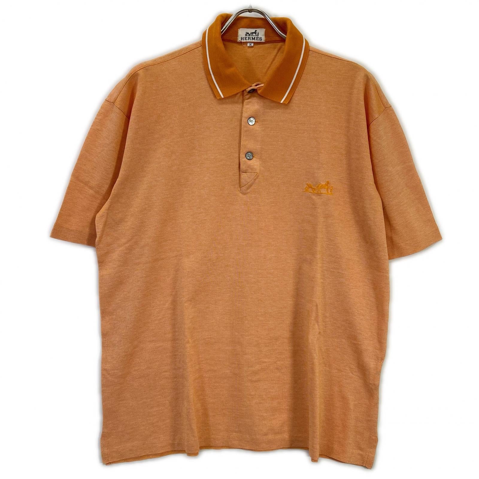 HERMES Orange Cotton Logo-Embroidered Polo Shirt