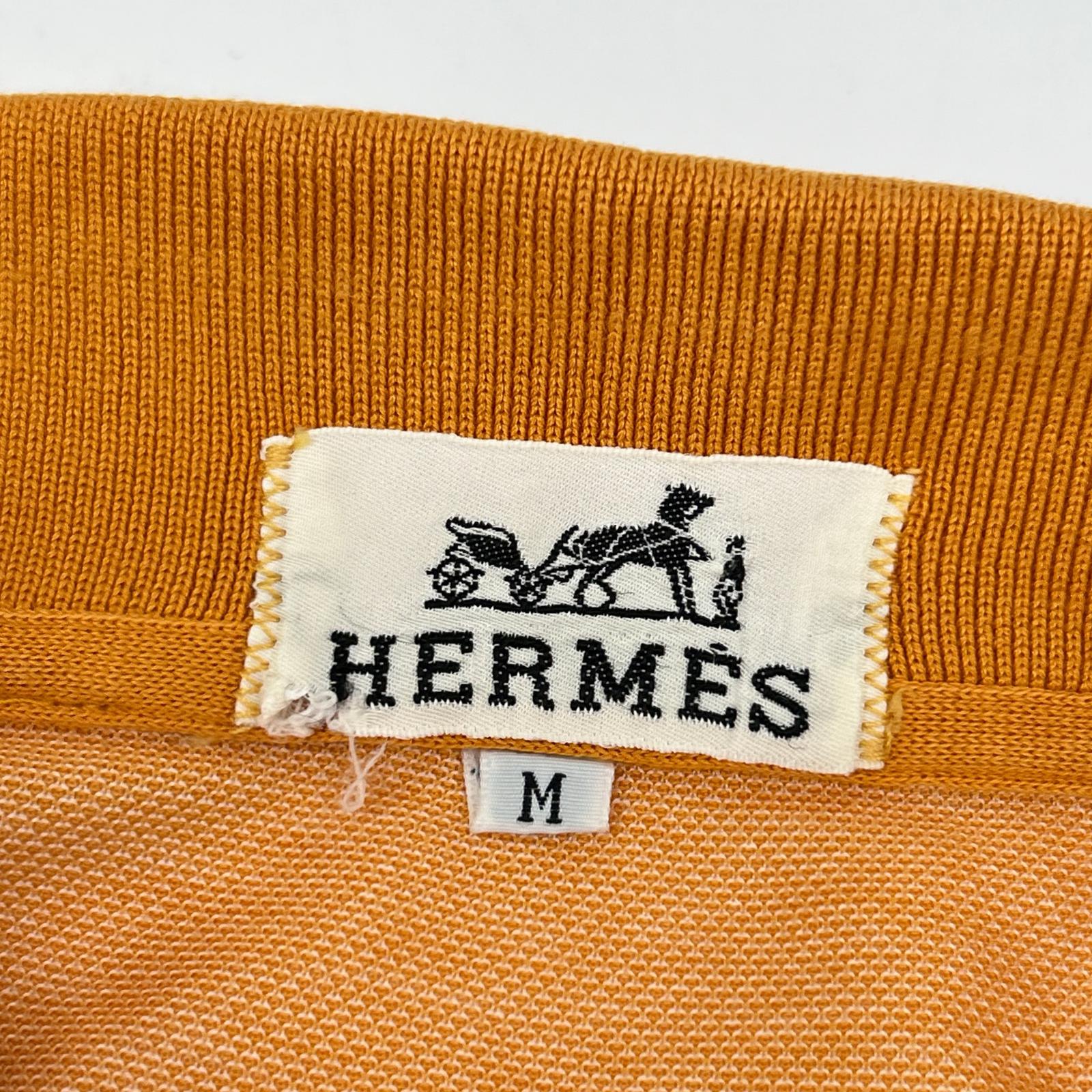HERMES Orange Cotton Logo-Embroidered Polo Shirt