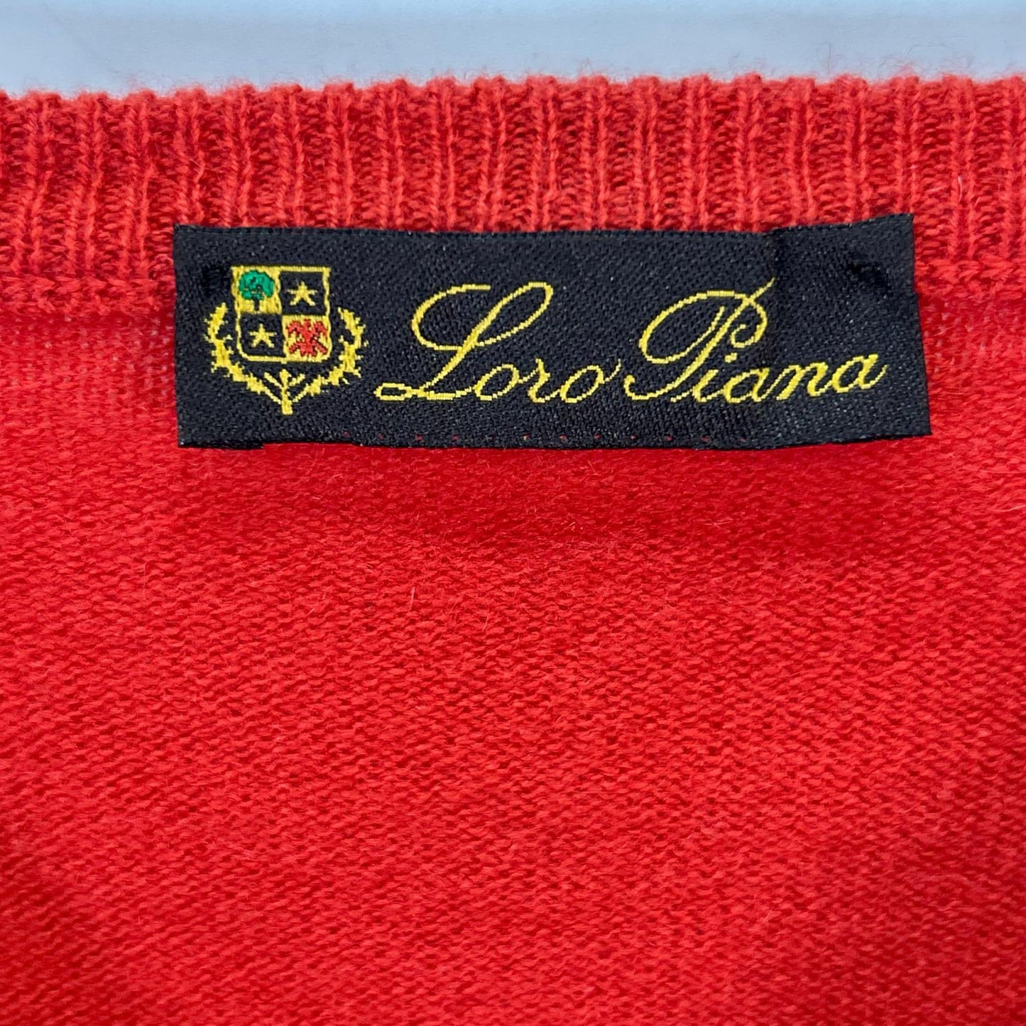 Loro Piana Orange Cashmere V-Neck Knit Sweater