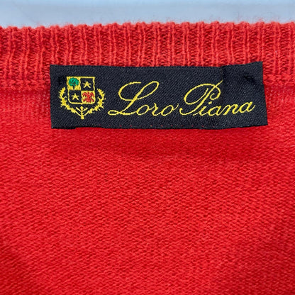 Loro Piana Orange Cashmere V-Neck Knit Sweater