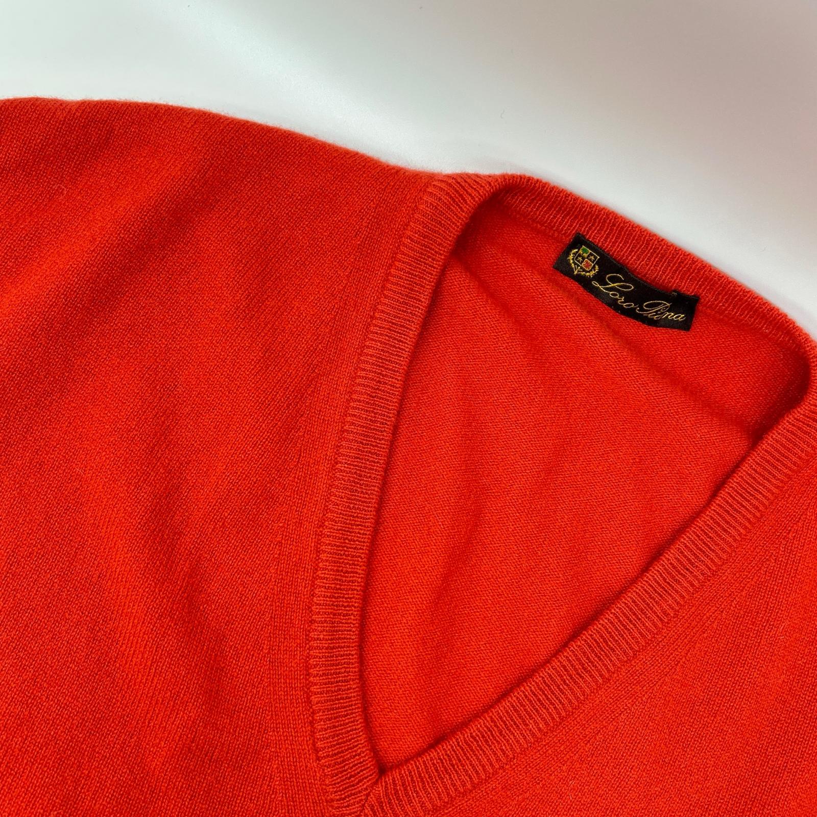 Loro Piana ロロピアーナ オレンジ カシミヤ Vネック ニット セーター トップス