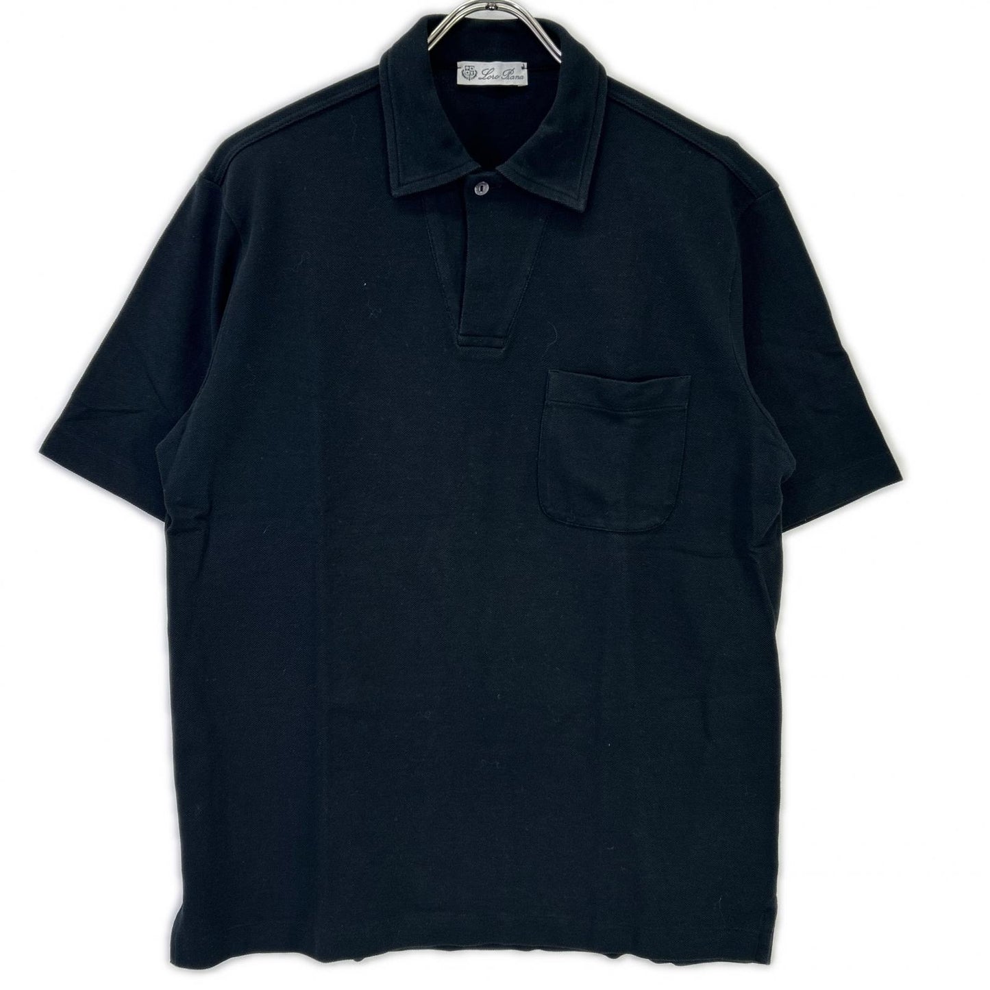 Loro Piana ロロピアーナ ブラック コットン 胸ポケット ポロシャツ トップス
