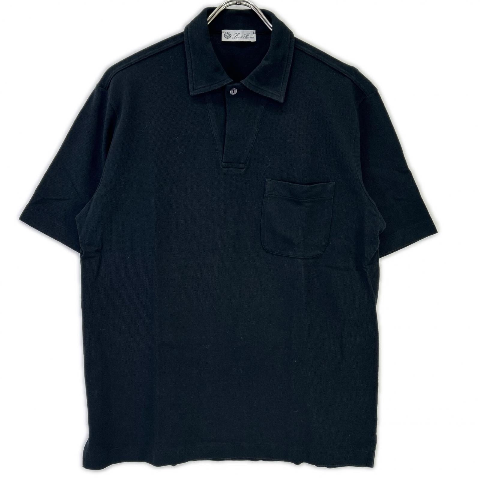 Loro Piana ロロピアーナ ブラック コットン 胸ポケット ポロシャツ トップス