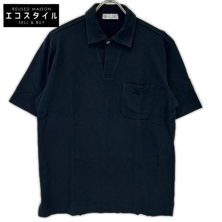 Loro Piana ロロピアーナ ブラック コットン 胸ポケット ポロシャツ トップス