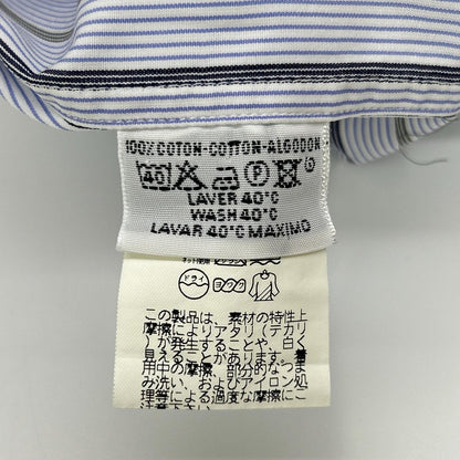 HERMES エルメス ブルー コットン ストライプ セリエボタン 長袖シャツ トップス
